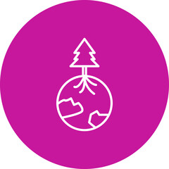 Earth with Roots  Vector Pink Circle Icon Design