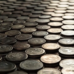 Coins symbolize finance & banking.