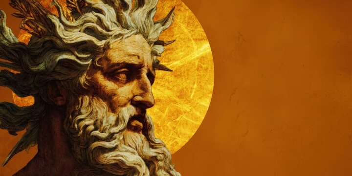 Ancient Greek Helios Sun god Banner with Copy Space