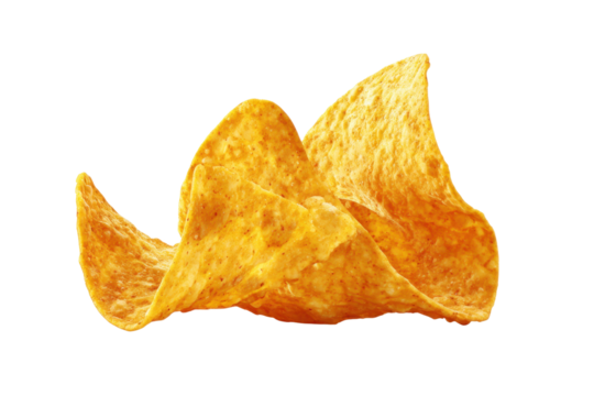 Single nacho chip isolated on transparent or white background - Powered by Adobe