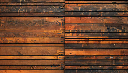 Close up of wall made of wooden planks. Wood plank texture background. Wood panels. Wooden background.