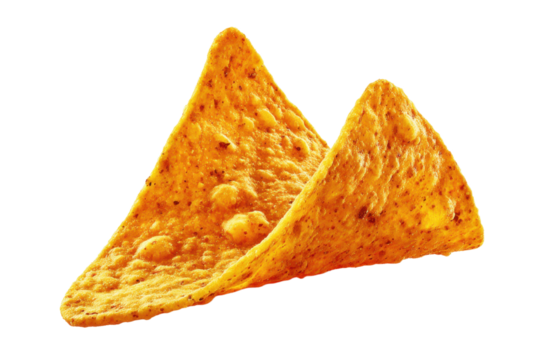 Single nacho chip isolated on transparent or white background
