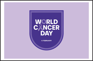 Obraz premium World Cancer Day Purple Shield Badge with Typography