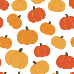 Pumpkin seamless pattern. Autumn pattern. Vector illustration. It can be used for wallpapers, wrapping, cards, patterns for clothes and other.