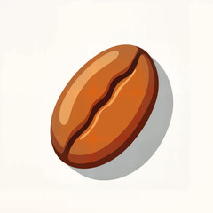 Brown coffee bean illustrated in minimal style with shadow  