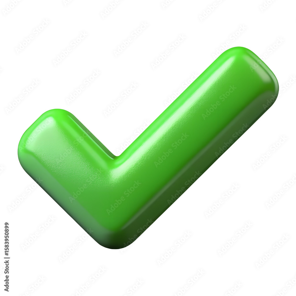 Poster a shiny green check mark with rounded edges isolated against a plain black background in a studio sh