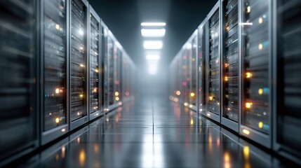 Fototapeta premium Data center server room interior technology infrastructure network hardware