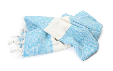 One beach towel isolated on white, top view