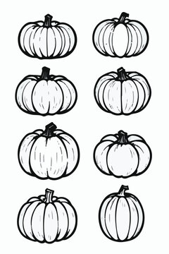 Pumpkin Vector Set &ndash; Hand Drawn Line Art