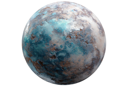 Weathered sci-fi planet texture, isolated on transparent background. PNG
