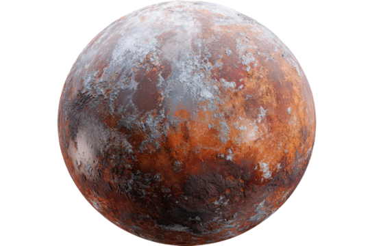Weathered sci-fi planet texture, isolated on transparent background. PNG