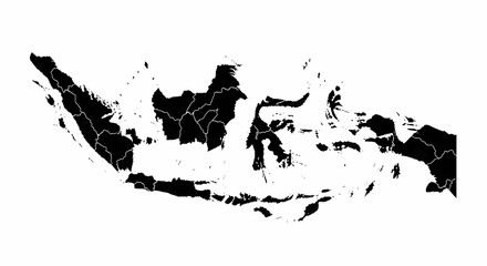 Obraz premium Black and White Vector Map of Indonesia Archipelago