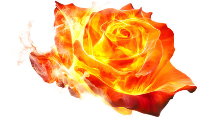 A rose with a flame on it