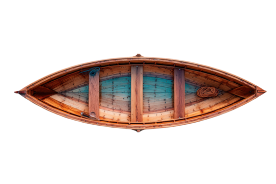 Wooden rowing boat top view isolated on white background - Powered by Adobe