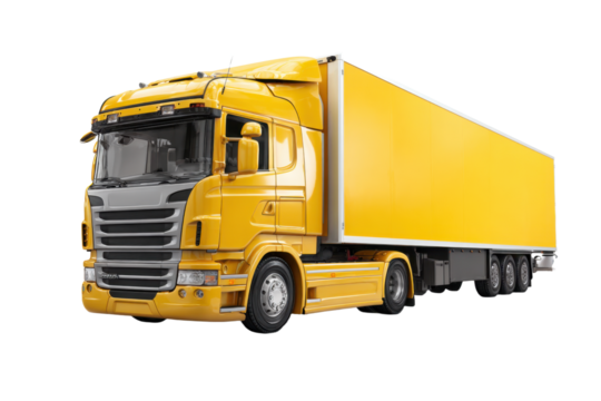 yellow cargo truck on a white background
