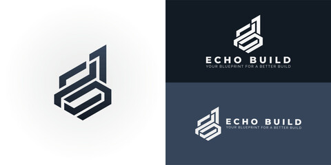 Stylish EB monogram for a contemporary architecture and construction company. This logo showcases a sleek, geometric design that represents stability, precision, and innovative thinking.