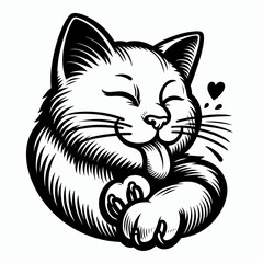 Cat licking paw