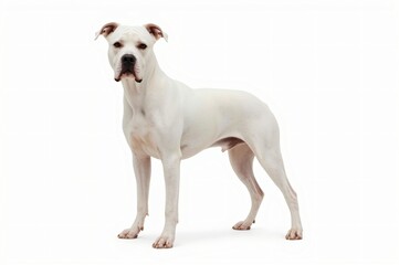 White dog standing, studio shot, purebred, isolated background, pet adoption