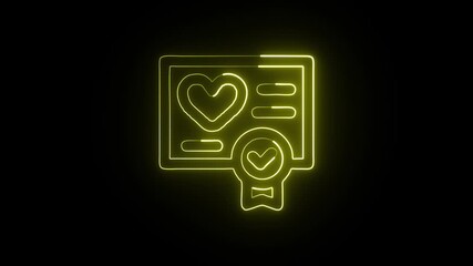 Certificate Award Animation with Glowing Lines on Black Background