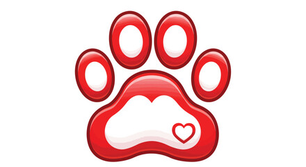 Red Paw Print with Heart Symbol