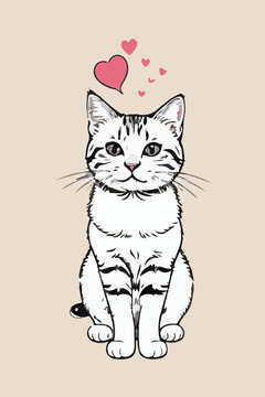 Cat in Line Drawing Style