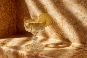 A cocktail close up high end luxury elegant editorial style, all in brown tones. 