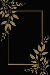 
Luxury Black and Gold Floral Frame Vector cover design. Wallpaper with leaves design in gold line art. Illustration for social media post, internet, packaging, covers, and prints