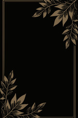 Minimal Elegant Black and Gold Leaf Frame Vector Background for Luxury Invitations cards design.