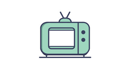 Minimalist Retro TV Icon - Flat Vector Illustration