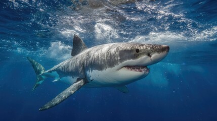 Fototapeta premium Great white shark underwater