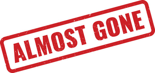 Almost Gone Red Rubber Stamp with Distressed Texture on a White Background