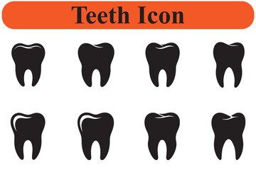 Dental tooth icons with orange header teeth health