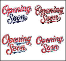 Opening Soon Script Lettering Badges Red Blue Typography - Business Launch Announcement Stickers