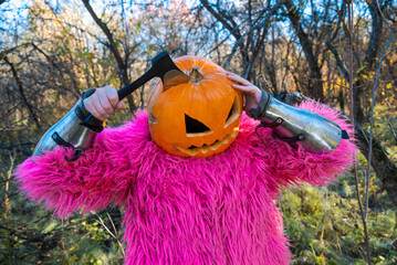 Axe in pumpkin