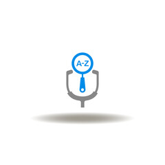 Vector illustration of stethoscope and magnifier with A to Z letters. Symbol of medical terminology.