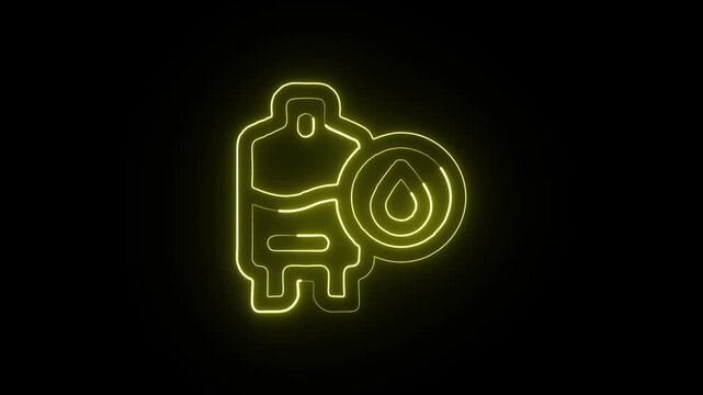 Blood Donation Animation with Glowing Lines on Black Background