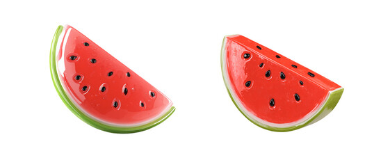 Sticker collection of icons with 3d pieces of watermelons