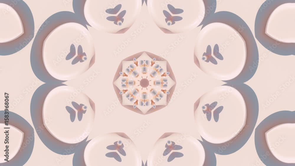 Poster hypnotic 3d mandala geometry: a mesmerizing abstract kaleidoscope of ornamental patterns and vibrant