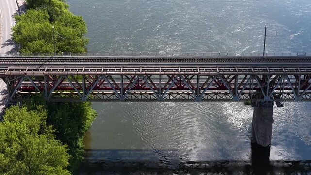 Refurbished Railway Bridge Over River in Jonava, Lithuania