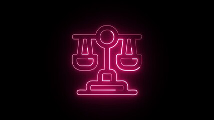 Balance Scale Animation with Glowing Lines on Black Background