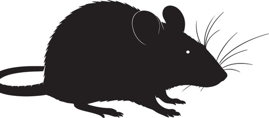 Vector image of mouse in silhouette full white baackground.