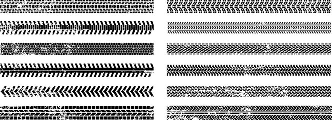 Set of Tyre Track Vector Icons | Tire Tread, Skid Mark & Racing Track Symbol Pack
