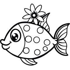 see under water fish line art coloring fish
