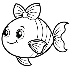 see under water fish line art coloring fish