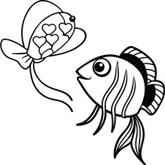 Obraz premium see under water fish line art coloring fish