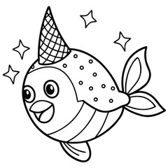 see under water fish line art coloring fish