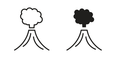 Volcano icon set line art and glyph design. Eps10