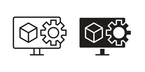 Virtual machine icon set line art and glyph design. Eps10 © Opps