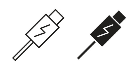 USB type c icon set line art and glyph design. Eps10