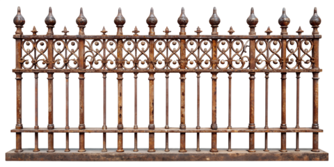 wrought iron fence isolated on white background. PNG Transparent file type with high definition quality And vibrant color grading Available.